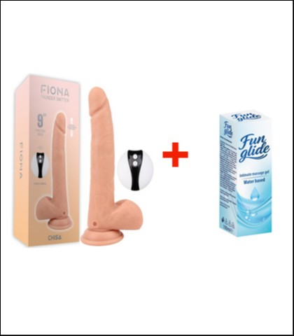 VELIKI DILDO SA POMERANJEM I BEZICNIM DALJINSKIM - 24CM - THUNDER SMITTEN + FUN GLIDE VAGINAL 100ML
