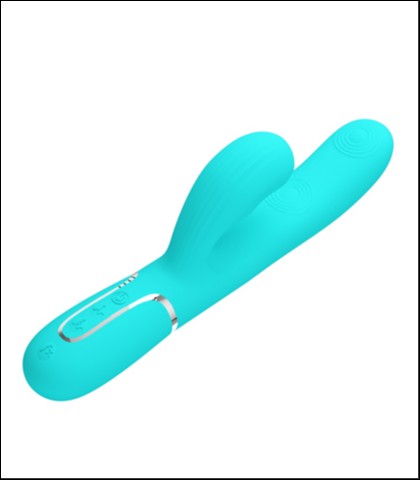 Silikonski vibrator sa nastavkom za klitoralnu stimulaciju u tirkiznoj boji