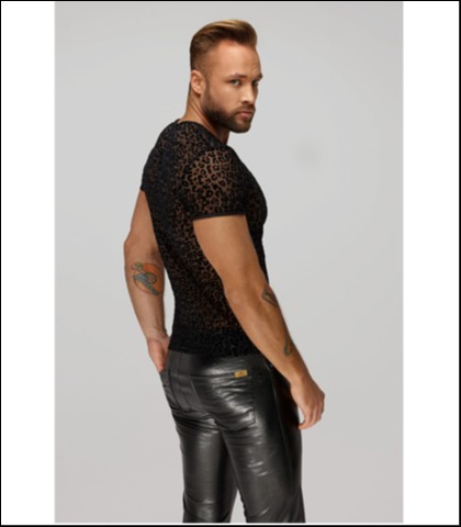 Seksi prozirna muska majica - noir