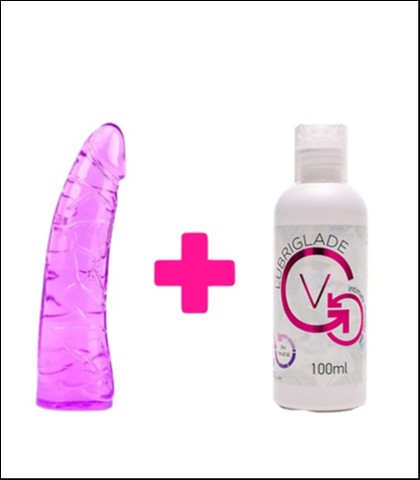LJUBICASTI DILDO - 19CM + LUBRIKANT
