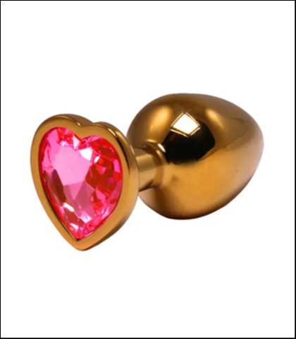 Zlatna analna kupa medium - cirkon srce pink