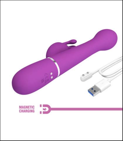 Silikonski vibrator sa pomeranjem i rotacijom u ljubicastoj boji