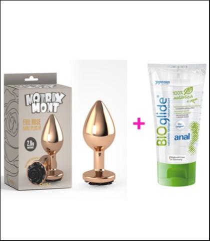 SREDNJA ANALNA KUPA RUZA ROSE BLACK + BIOGLIDE ANALNI LUBRIKANT