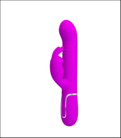 Silikonski vibrator sa rotirajucim kuglicama i zekom u roze boji