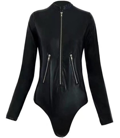 Ženski bodi od poliestera sa rajsferšlusom