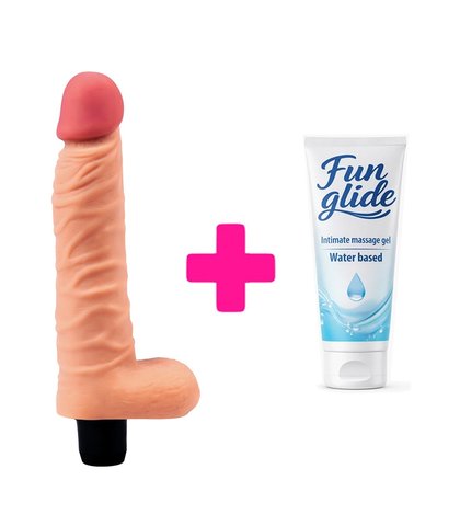 MEKANI VIBRATOR SA TESTISIMA 21CM THE REAL DEAL + FUN GLIDE VAGINAL 100ML