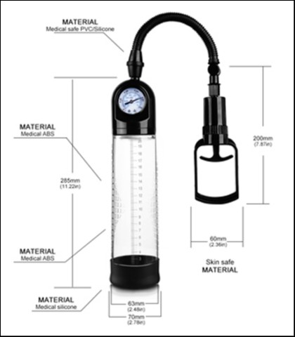 Pumpa za penis sa barometrom gauge penis pump