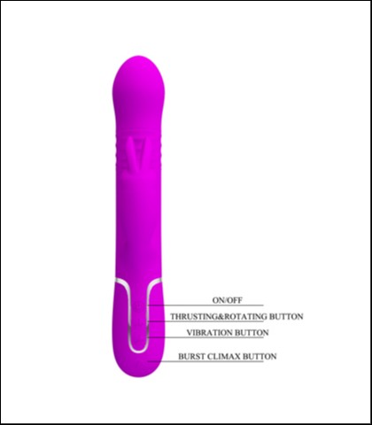 Silikonski vibrator sa rotirajucim kuglicama i zekom u roze boji