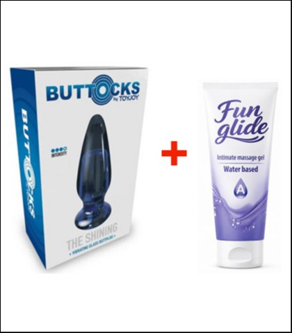 STAKLENI ANALNI DILDO SA VIBRACIJOM SHINING VIBRATING GLASS PLUG + FUN GLIDE ANAL 100ML