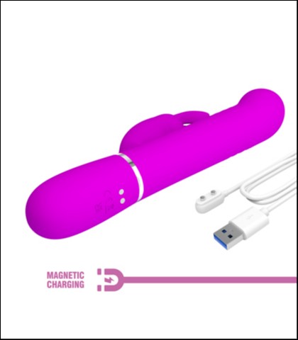 Silikonski vibrator sa rotirajucim kuglicama i zekom u roze boji