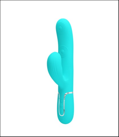 Silikonski vibrator sa nastavkom za klitoralnu stimulaciju u tirkiznoj boji