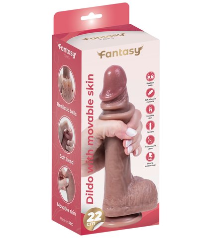 SILIKONSKI DILDO SA KOžICOM I REALISTIčNIM TESTISIMA 22CM