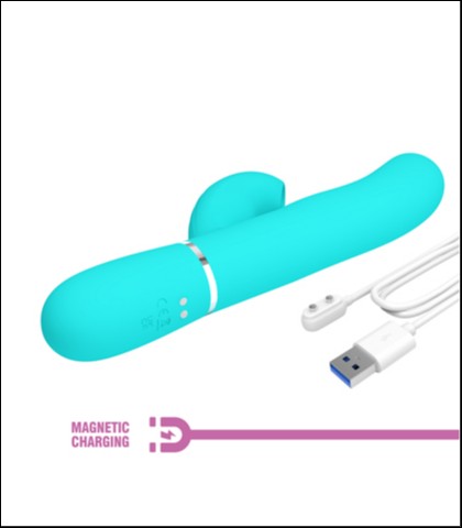 Silikonski vibrator sa nastavkom za klitoralnu stimulaciju u tirkiznoj boji