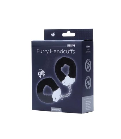 METALNE LISICE CRNO KRZNO FURRY FUN CUFFS
