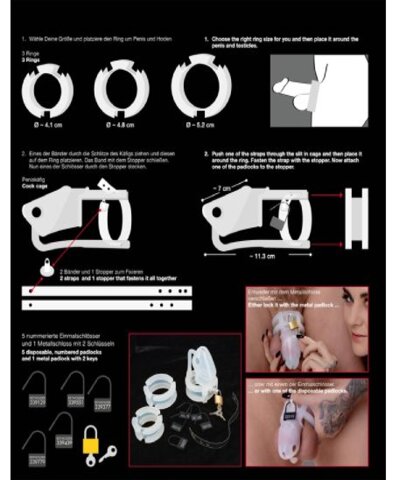 Silikonski kavez za penis - bela boja