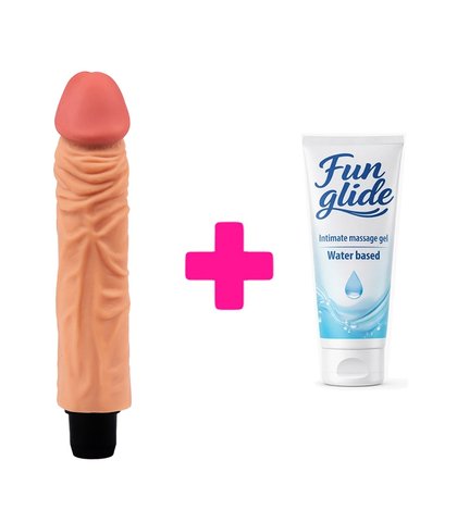 MEKANI VIBRATOR 21.5CM THE REAL DEAL + FUN GLIDE VAGINAL 100ML
