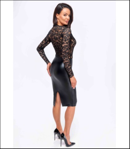 Seksi cipkana haljina - noir