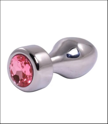 Metalni analni dildo sa rozim dijamantom 8cm