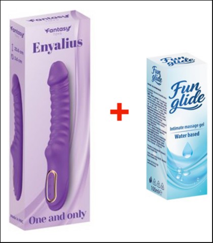 REBRASTI SILIKONSKI VIBRATOR ENYALIUS PURPLE + FUN GLIDE VAGINAL 100ML