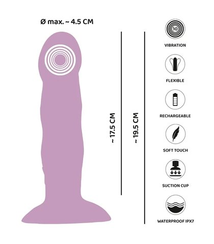 Silikonski vibro dildo heart guy purple