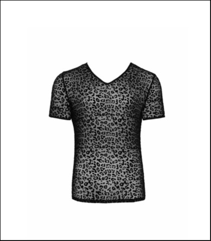 Seksi prozirna muska majica - noir